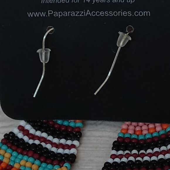 Paparazzi Western Red Beaded Bohemian Earrings - Picture 4 of 5